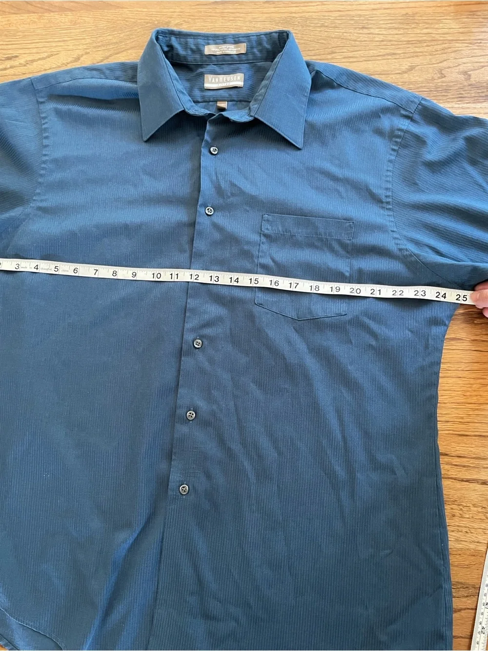 Van Heusen Blue Long-Sleeve Button-Up Dress Shirt Sz 18 34/35 Business Casual